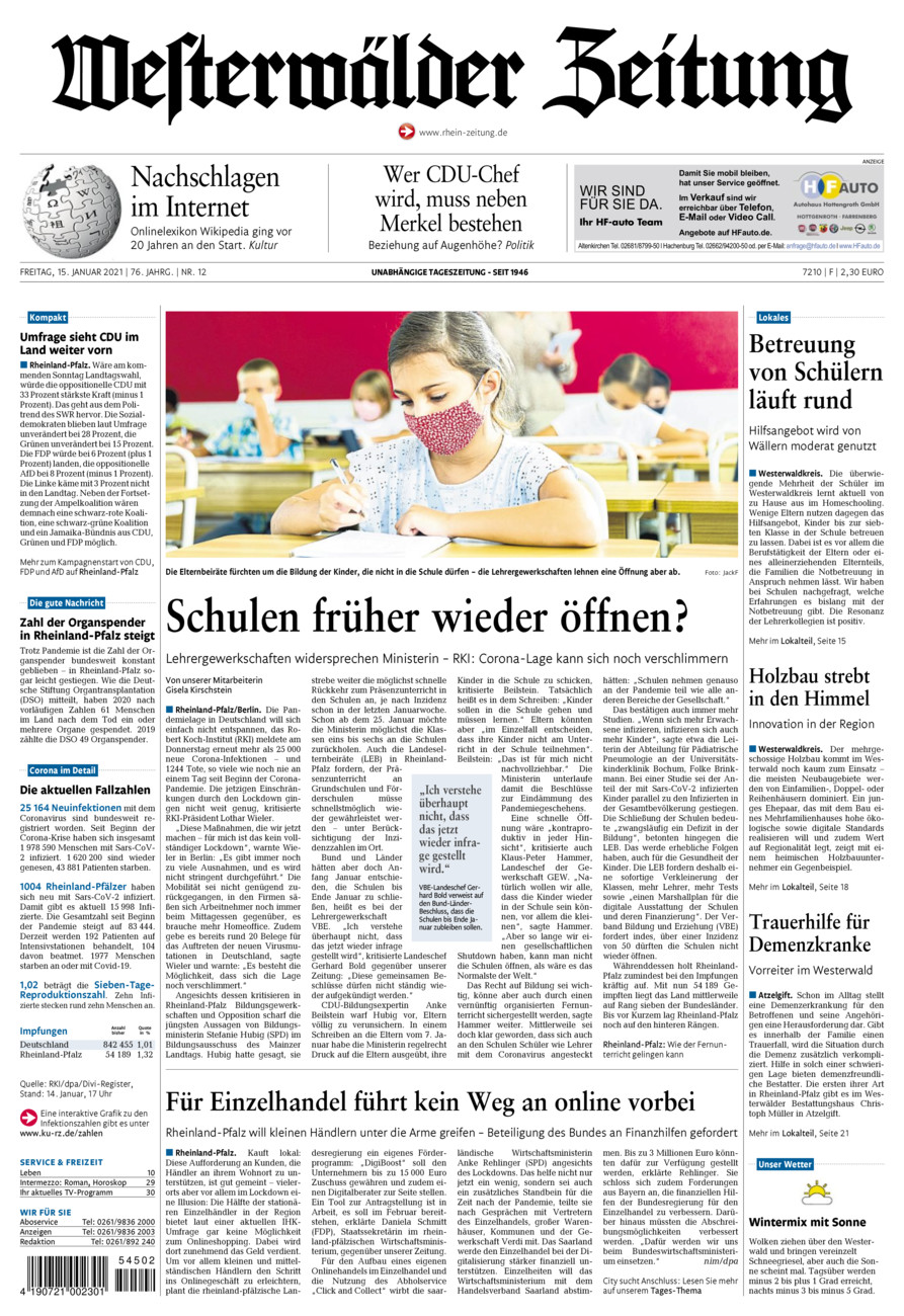 Westerwälder Zeitung vom Freitag, 15.01.2021