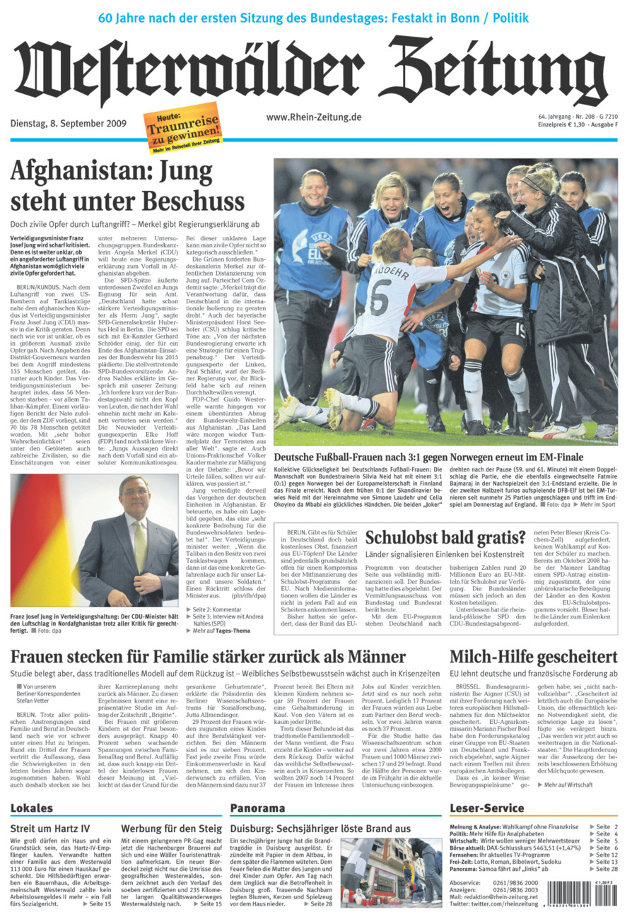 Westerwälder Zeitung vom Dienstag, 08.09.2009