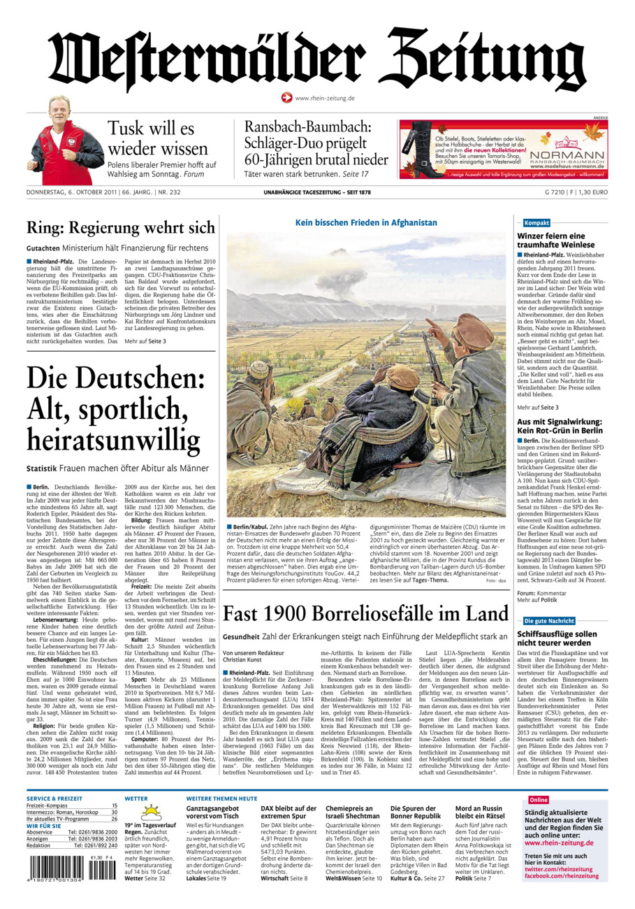 Westerwälder Zeitung vom Donnerstag, 06.10.2011