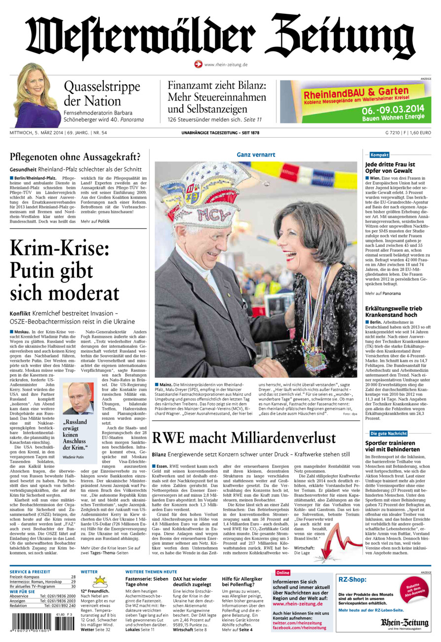 Westerwälder Zeitung vom Mittwoch, 05.03.2014