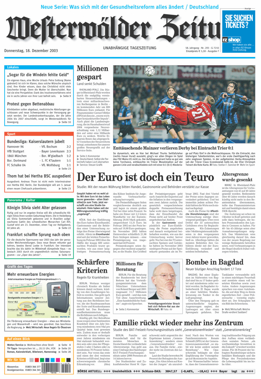Westerwälder Zeitung vom Donnerstag, 18.12.2003