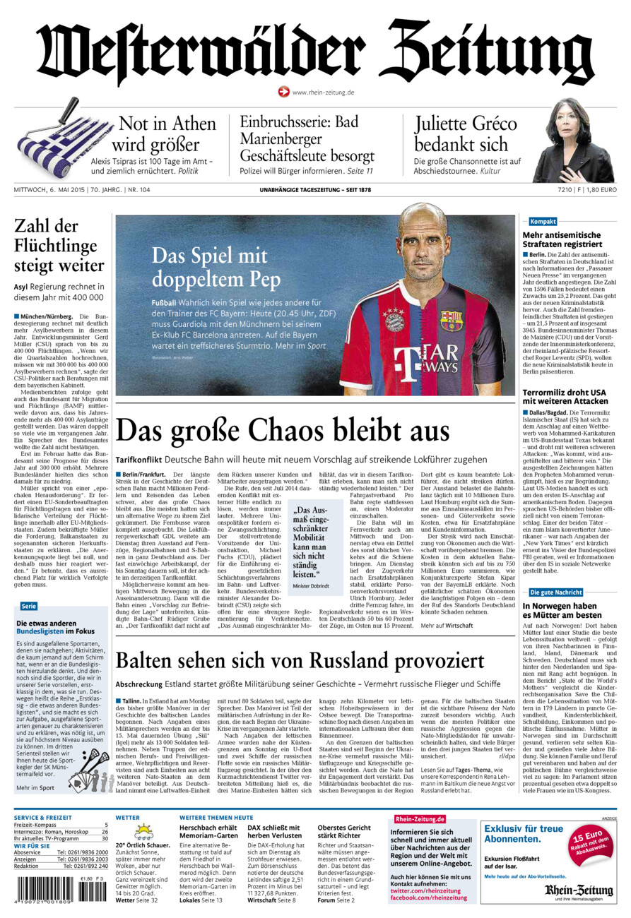 Westerwälder Zeitung vom Mittwoch, 06.05.2015
