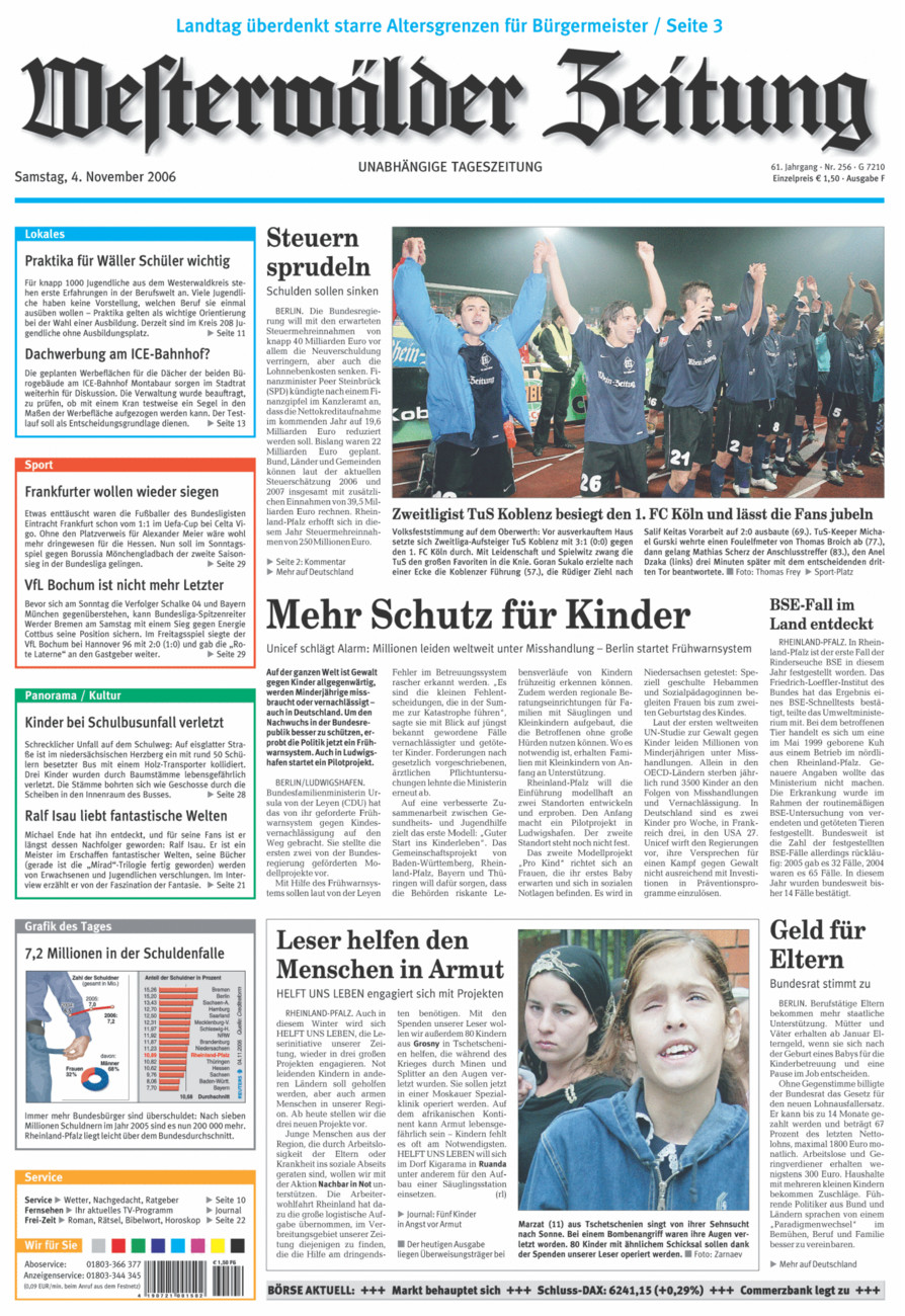 Westerwälder Zeitung vom Samstag, 04.11.2006