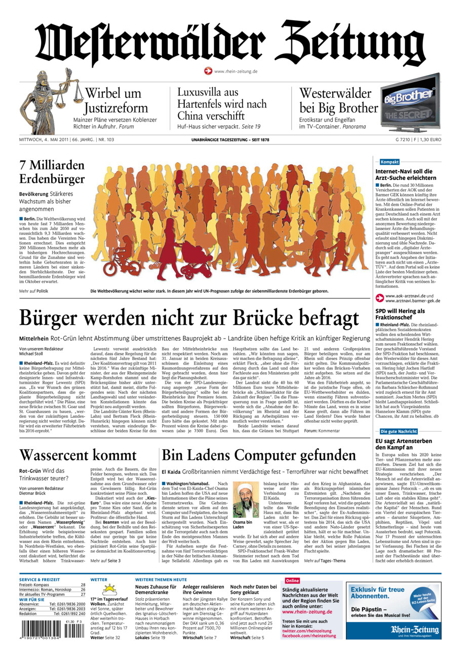 Westerwälder Zeitung vom Mittwoch, 04.05.2011