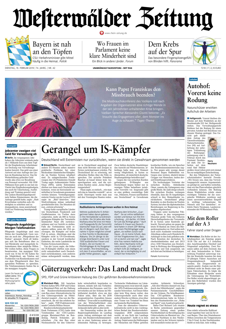 Westerwälder Zeitung vom Dienstag, 19.02.2019