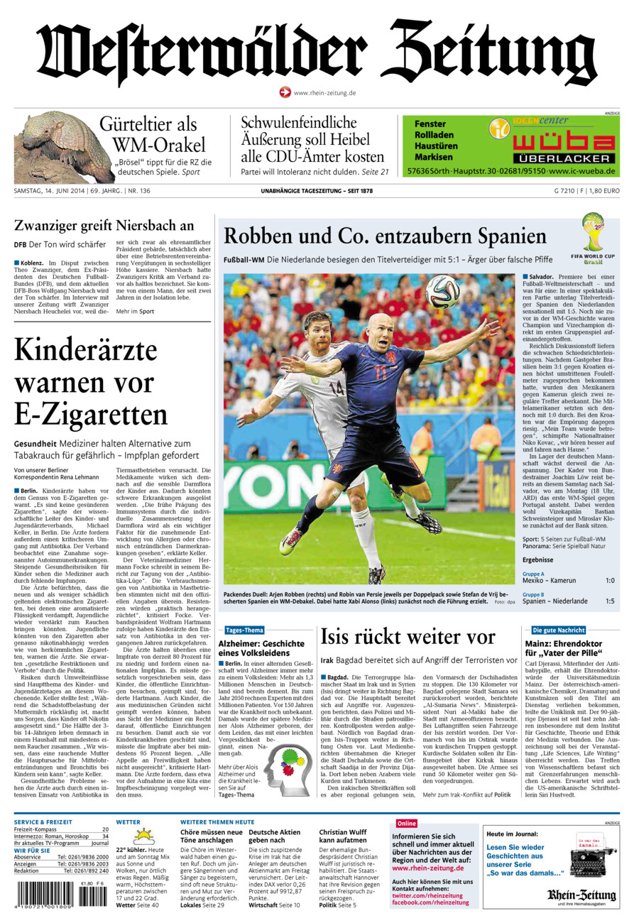 Westerwälder Zeitung vom Samstag, 14.06.2014