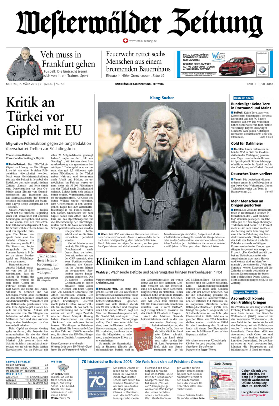 Westerwälder Zeitung vom Montag, 07.03.2016
