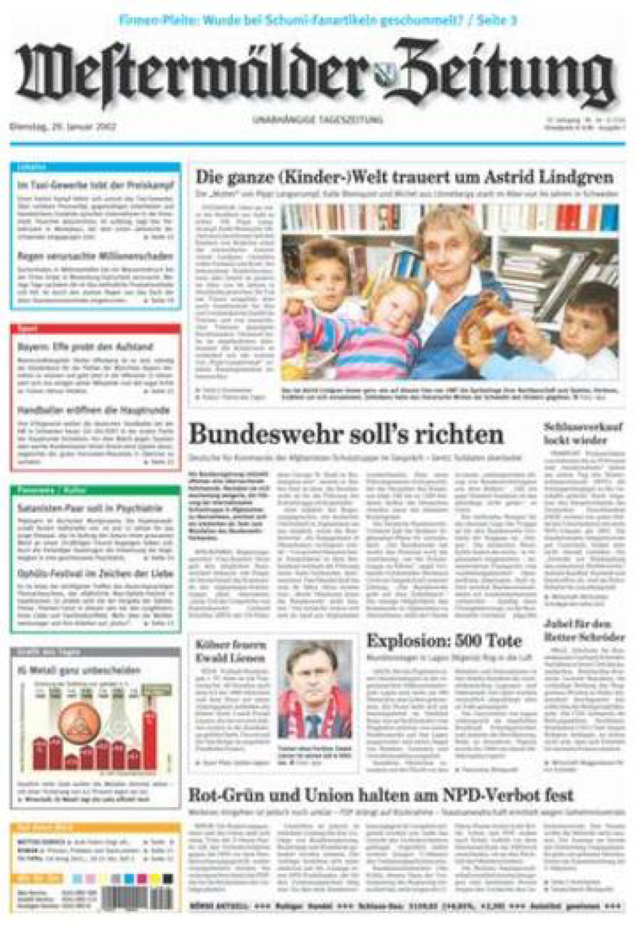 Westerwälder Zeitung vom Dienstag, 29.01.2002