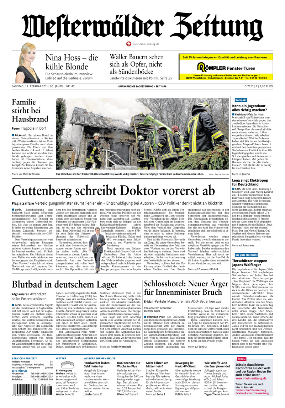 Westerwälder Zeitung vom Samstag, 19.02.2011