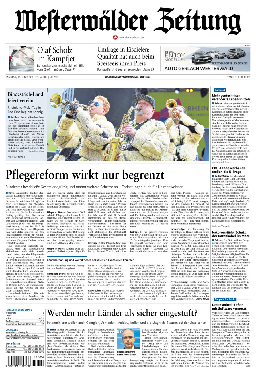 Westerwälder Zeitung vom Samstag, 17.06.2023