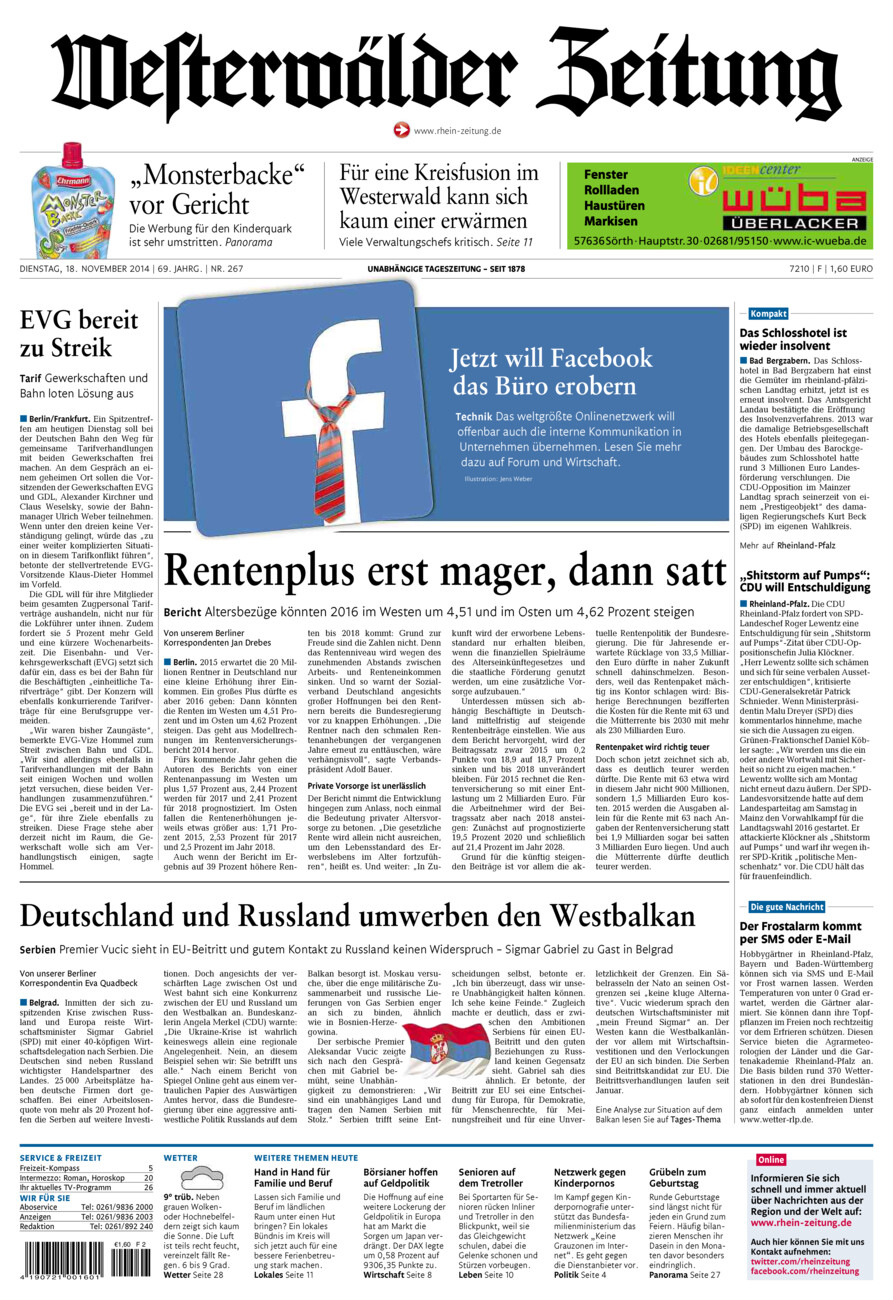 Westerwälder Zeitung vom Dienstag, 18.11.2014