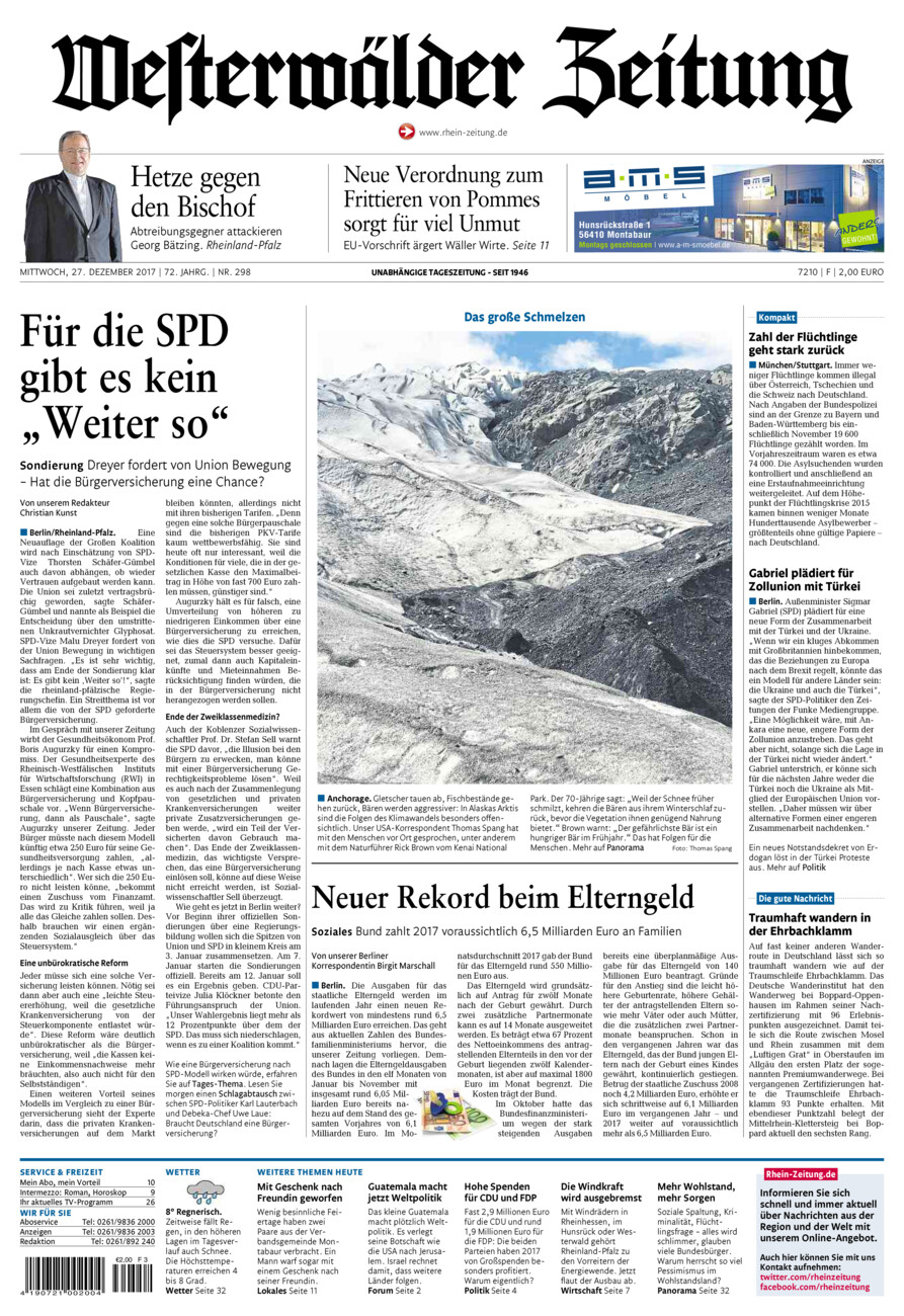 Westerwälder Zeitung vom Mittwoch, 27.12.2017