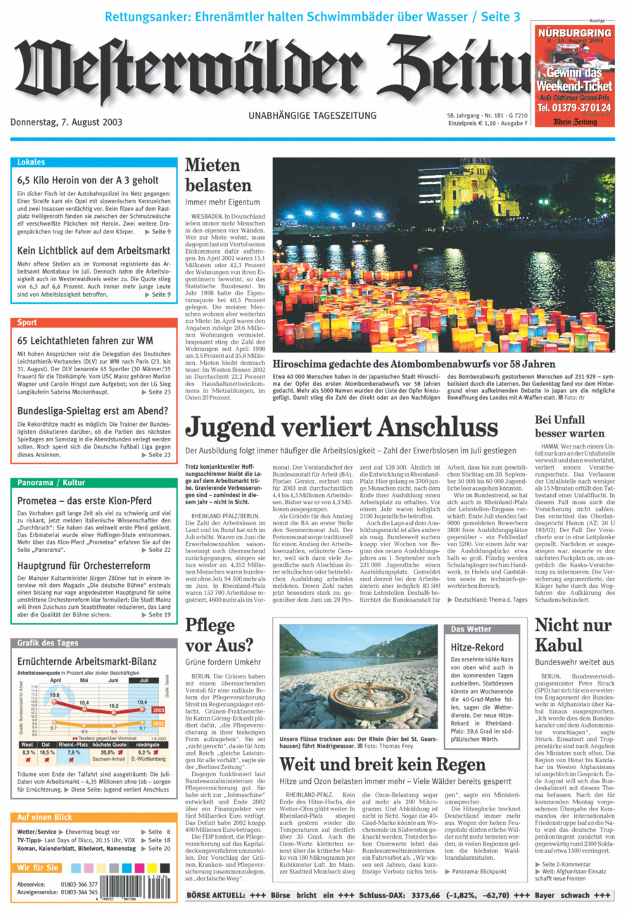 Westerwälder Zeitung vom Donnerstag, 07.08.2003