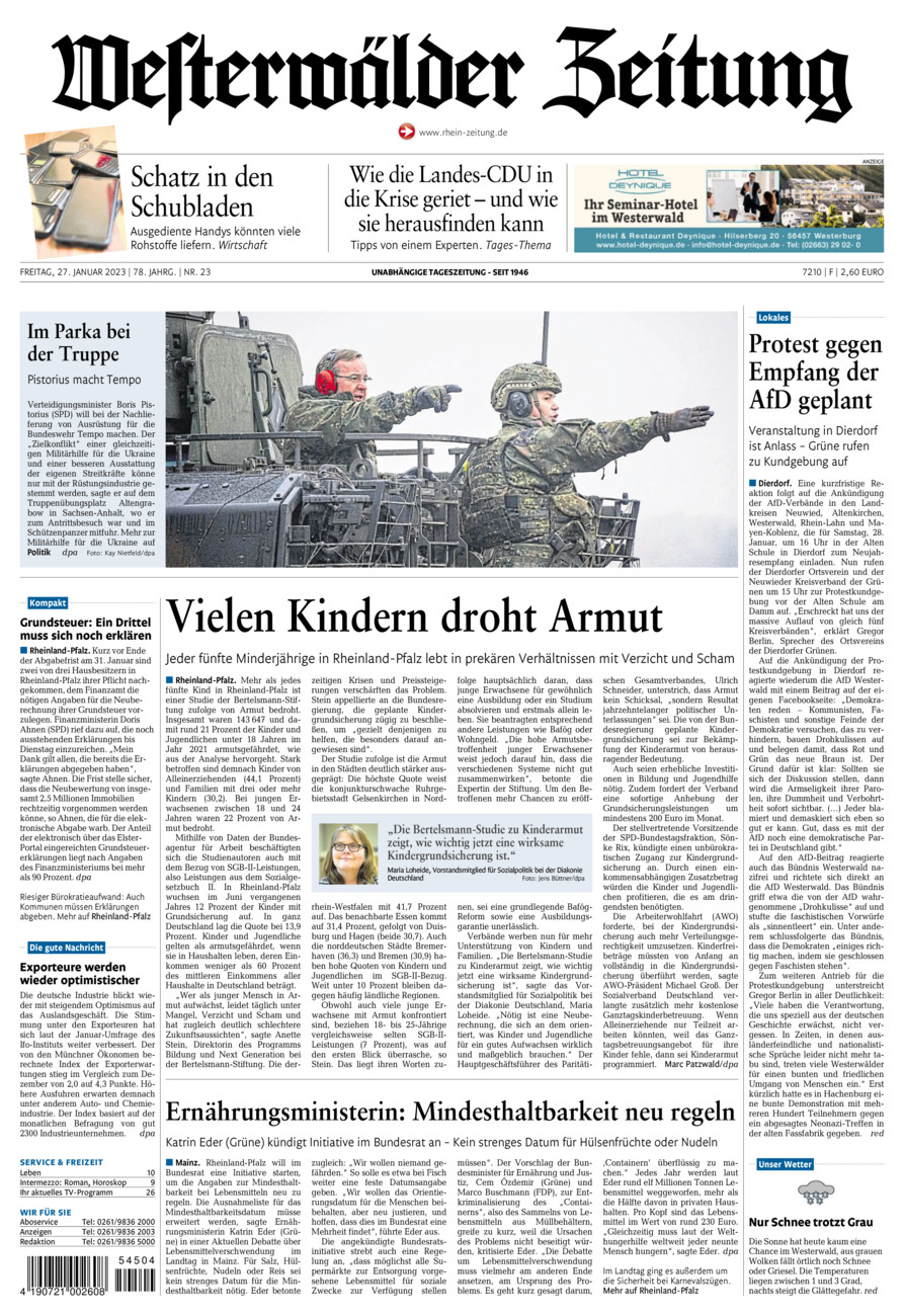 Westerwälder Zeitung vom Freitag, 27.01.2023
