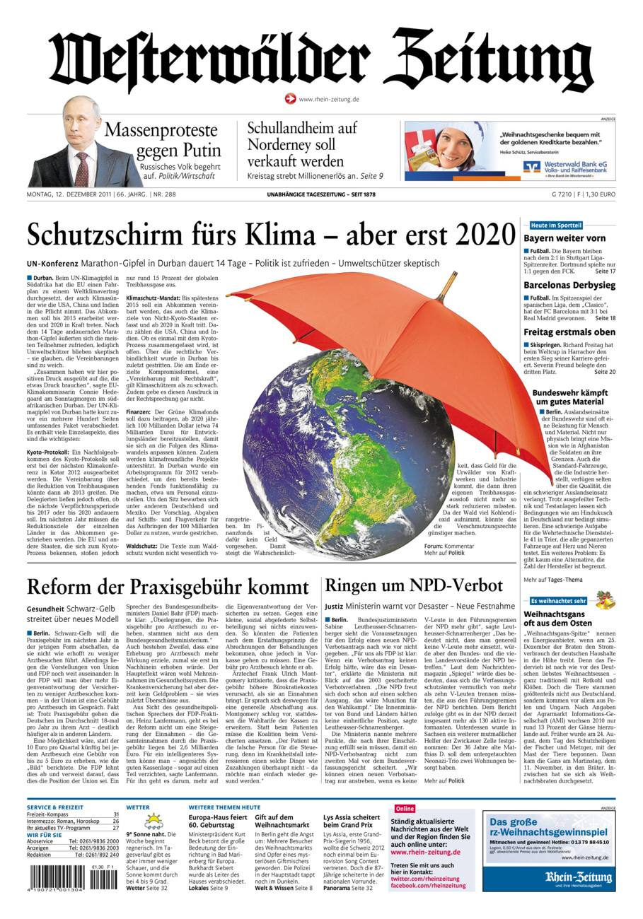 Westerwälder Zeitung vom Montag, 12.12.2011