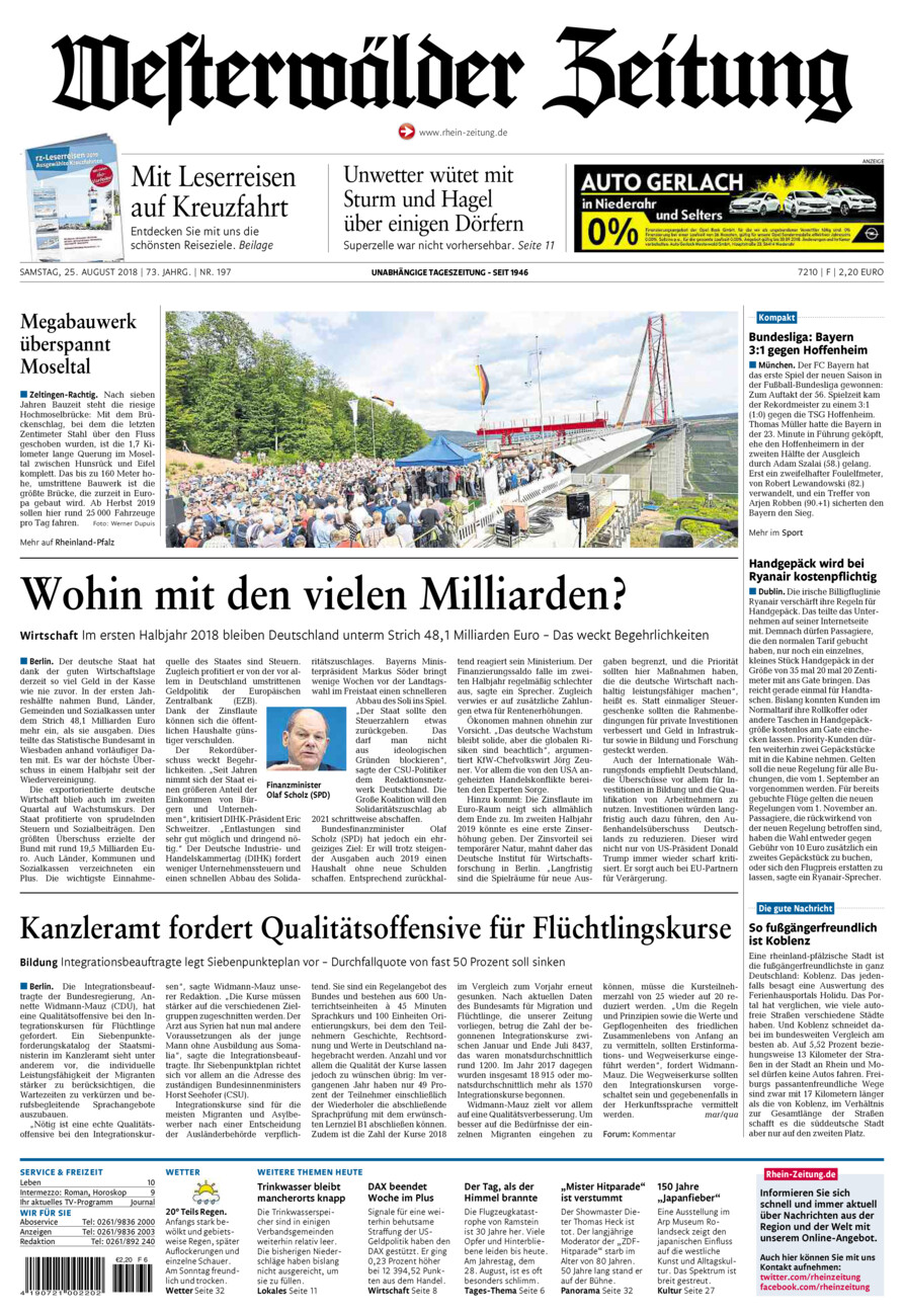 Westerwälder Zeitung vom Samstag, 25.08.2018