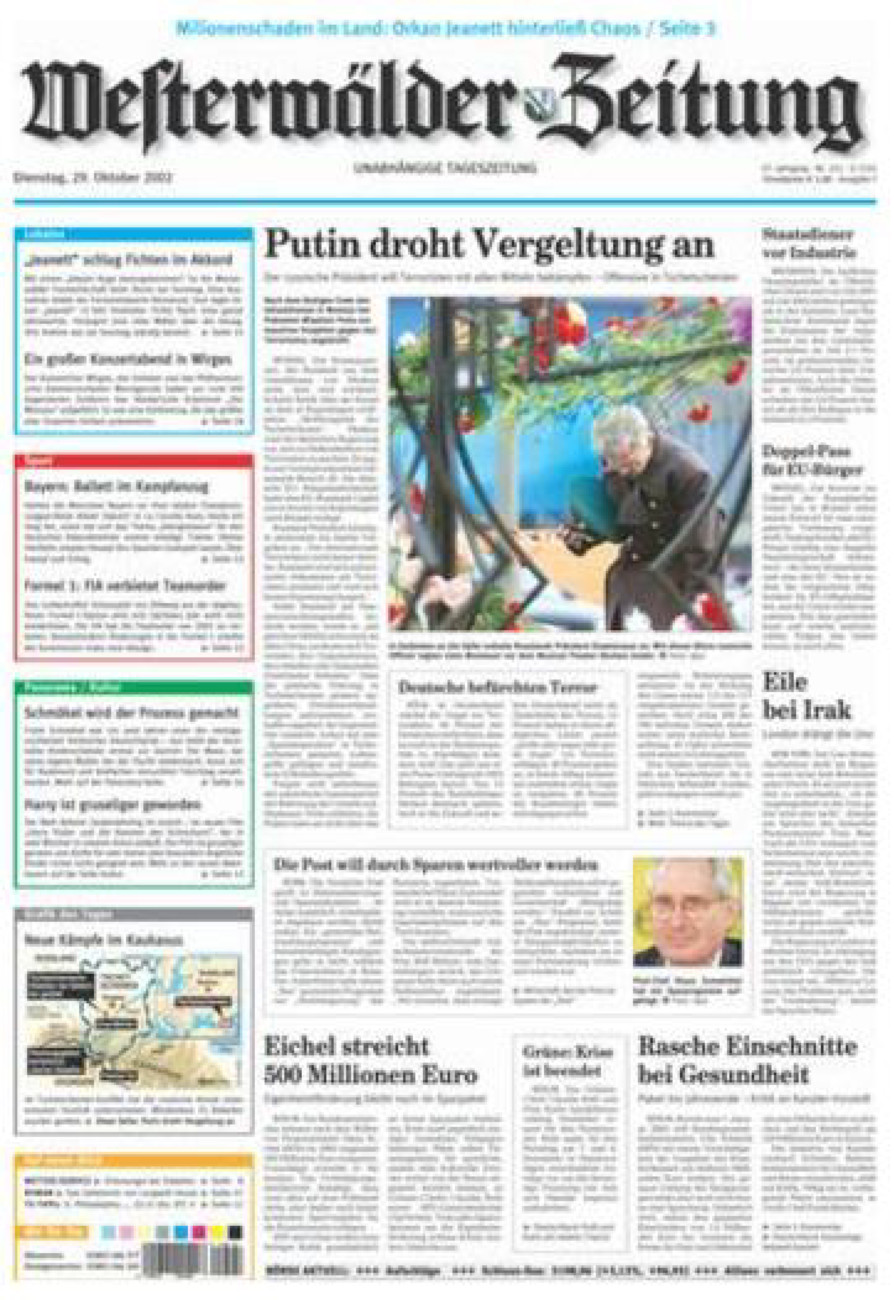 Westerwälder Zeitung vom Dienstag, 29.10.2002