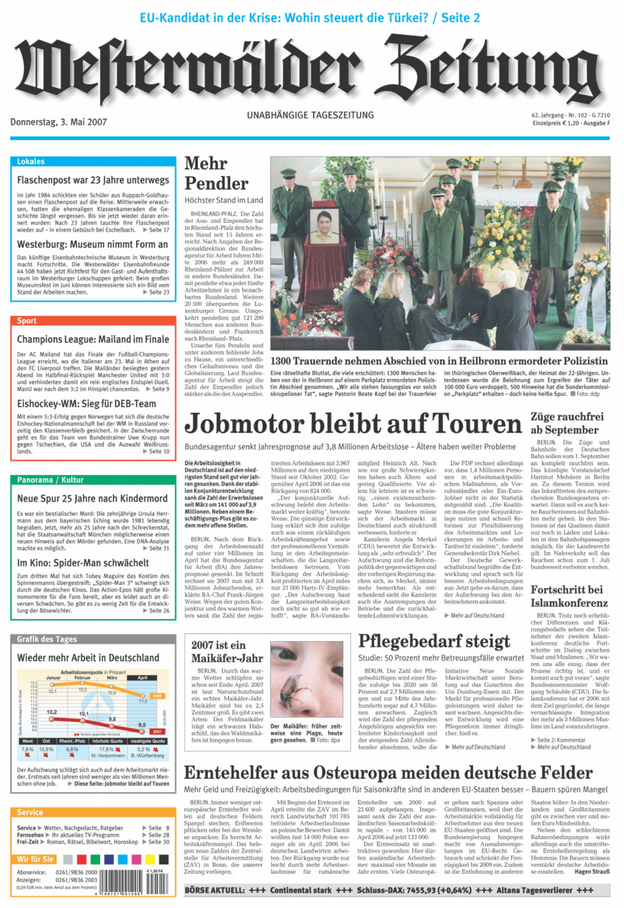 Westerwälder Zeitung vom Donnerstag, 03.05.2007
