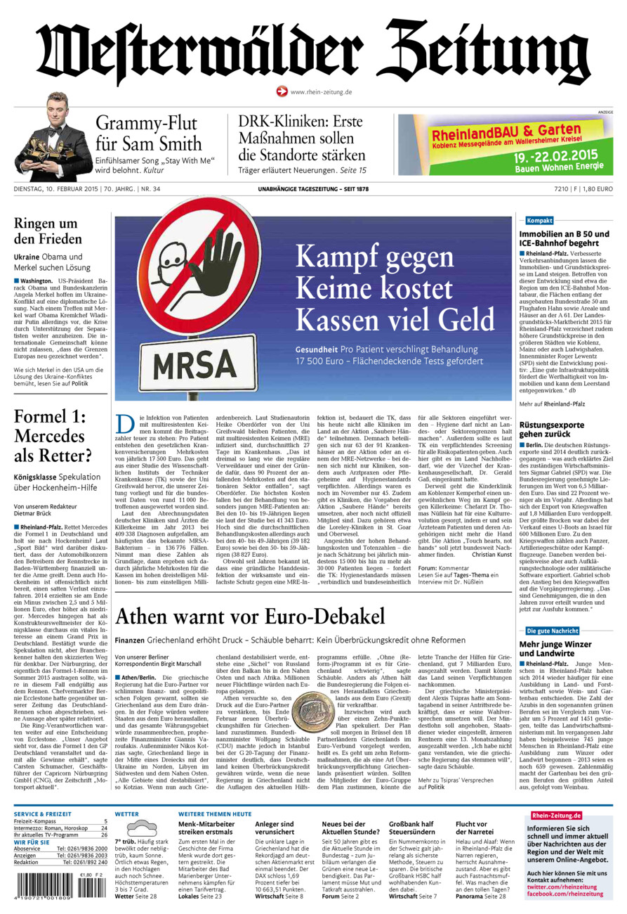 Westerwälder Zeitung vom Dienstag, 10.02.2015