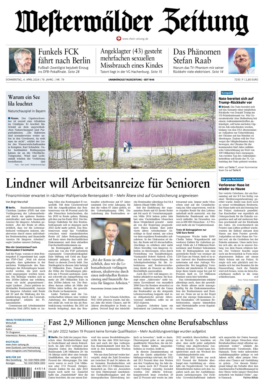 Westerwälder Zeitung vom Donnerstag, 04.04.2024