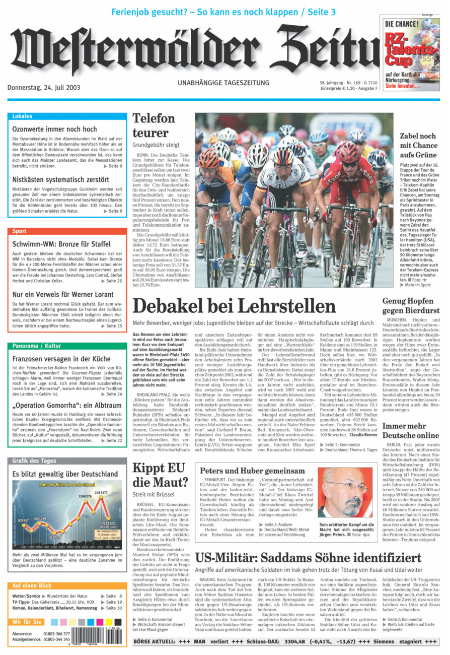 Westerwälder Zeitung vom Donnerstag, 24.07.2003
