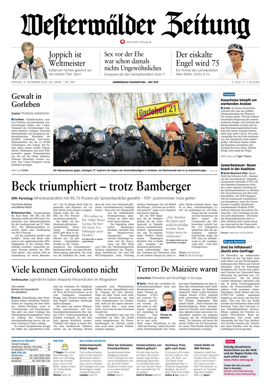 Westerwälder Zeitung vom Montag, 08.11.2010