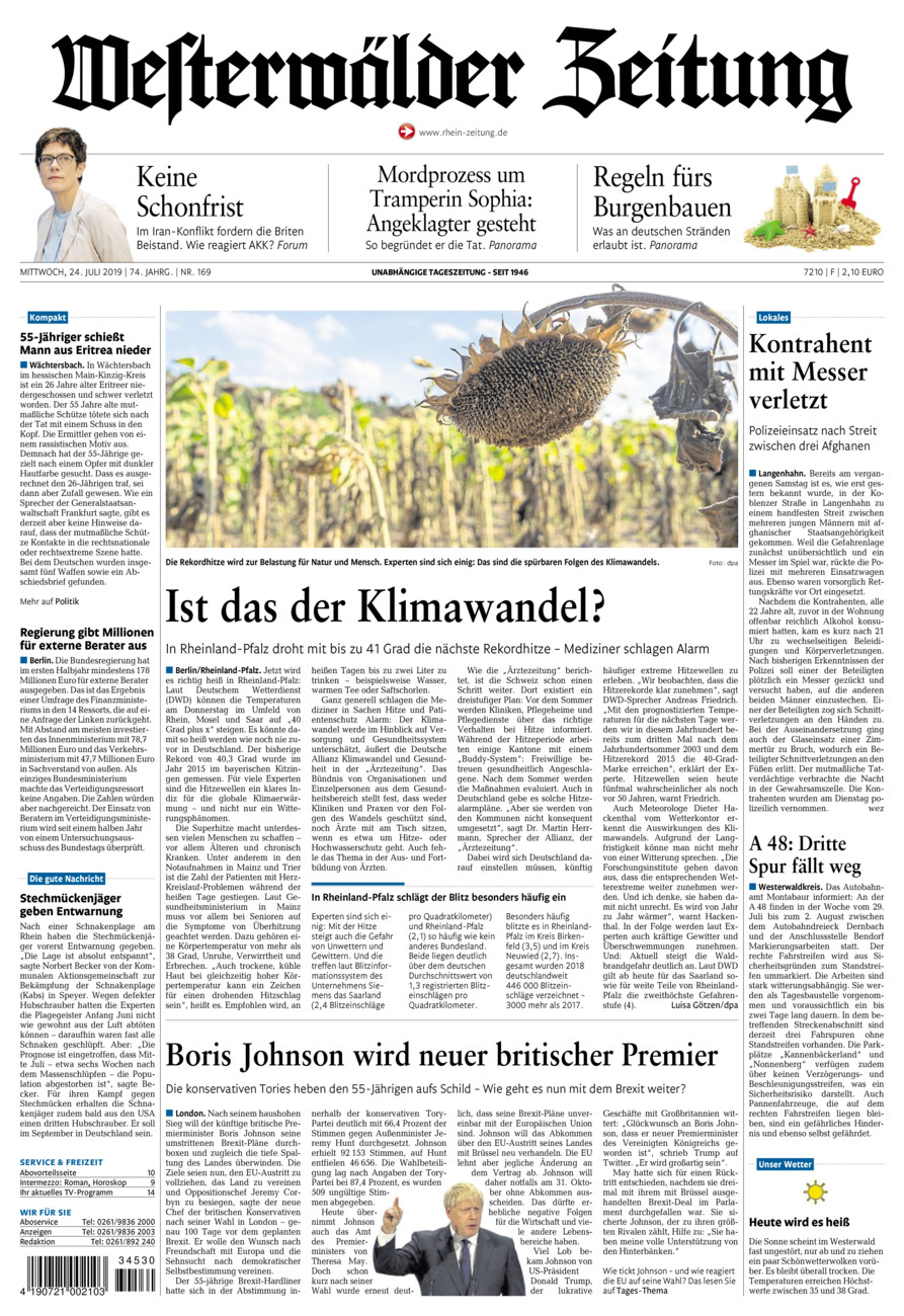 Westerwälder Zeitung vom Mittwoch, 24.07.2019