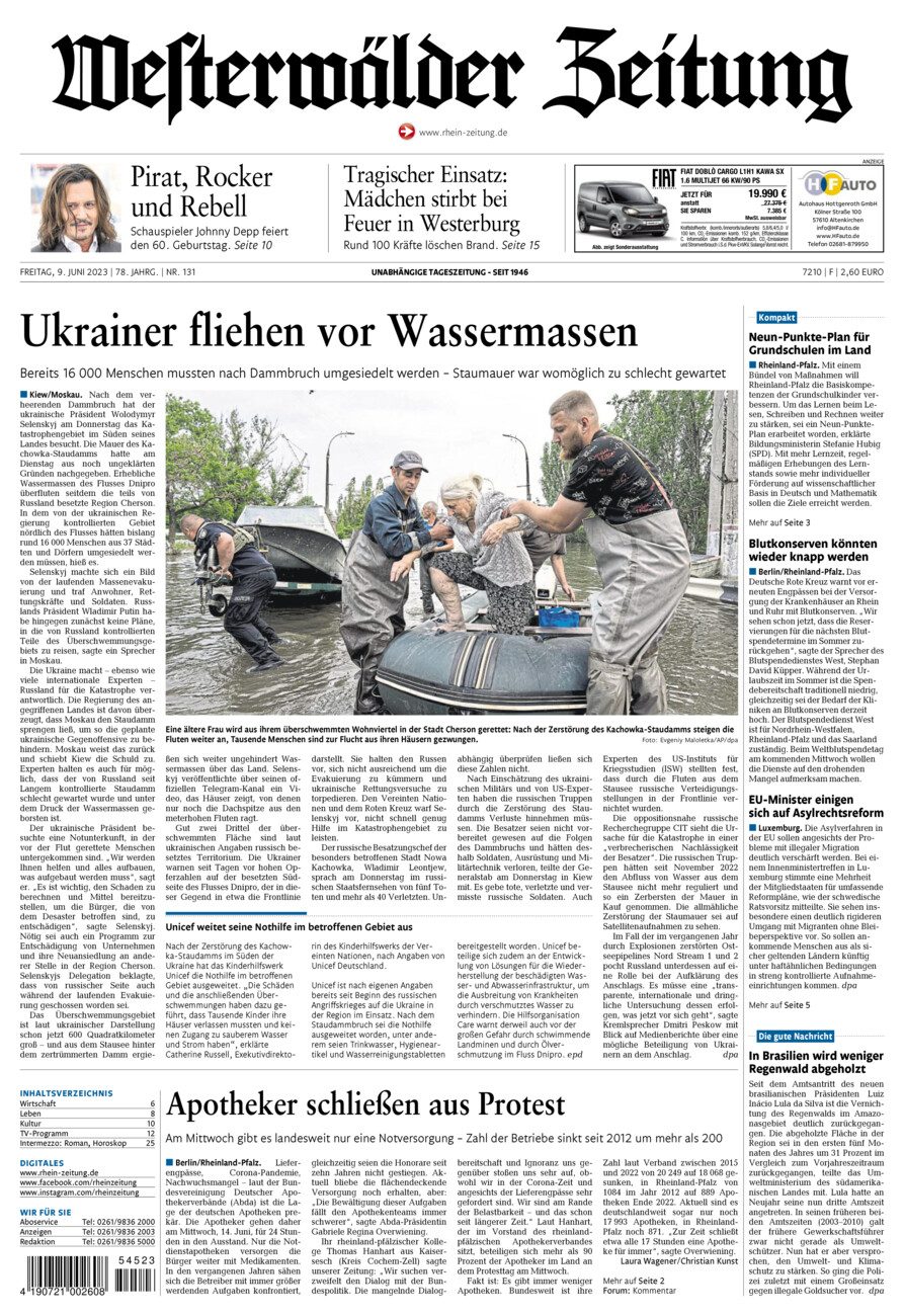 Westerwälder Zeitung vom Freitag, 09.06.2023