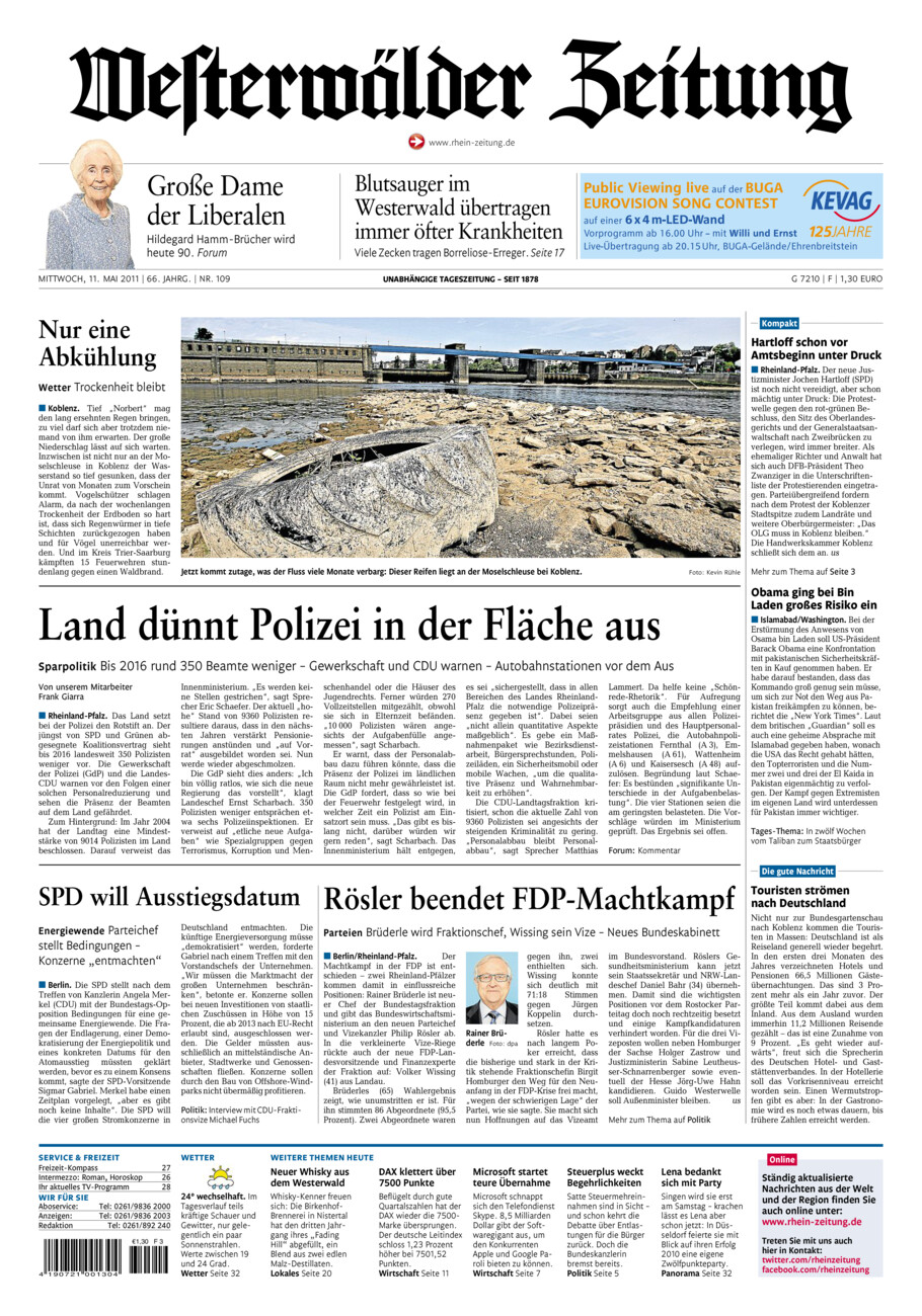 Westerwälder Zeitung vom Mittwoch, 11.05.2011