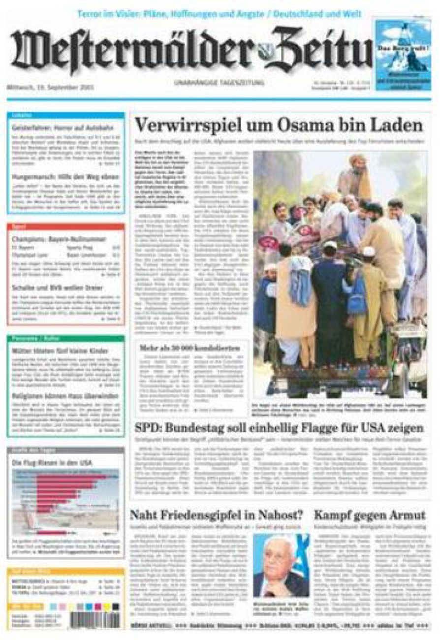 Westerwälder Zeitung vom Mittwoch, 19.09.2001