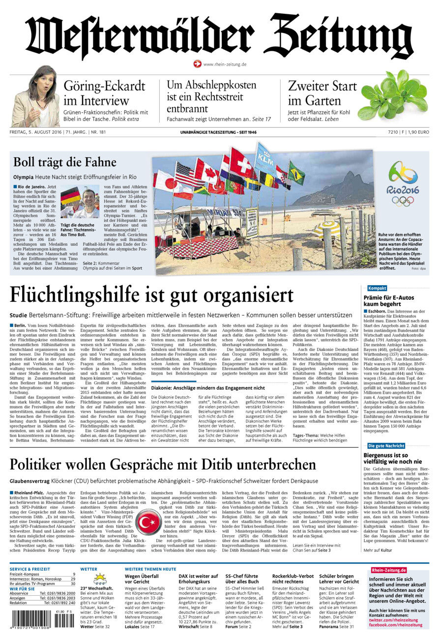 Westerwälder Zeitung vom Freitag, 05.08.2016