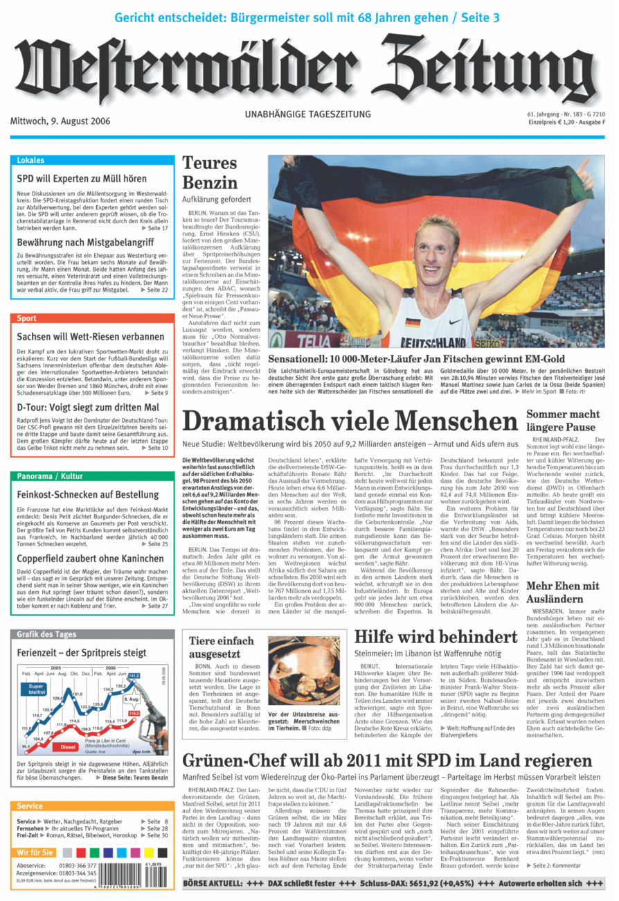 Westerwälder Zeitung vom Mittwoch, 09.08.2006