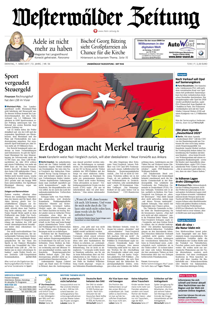 Westerwälder Zeitung vom Dienstag, 07.03.2017