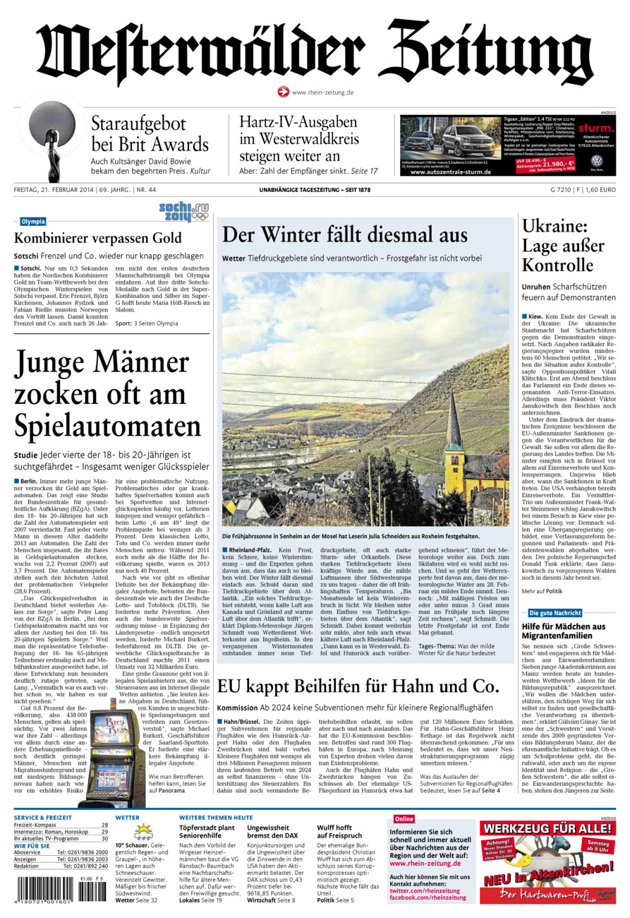 Westerwälder Zeitung vom Freitag, 21.02.2014