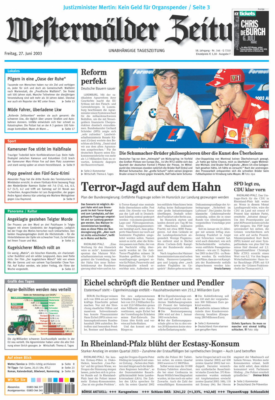 Westerwälder Zeitung vom Freitag, 27.06.2003