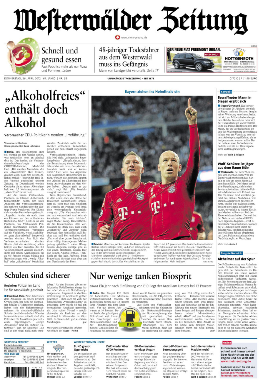 Westerwälder Zeitung vom Donnerstag, 26.04.2012