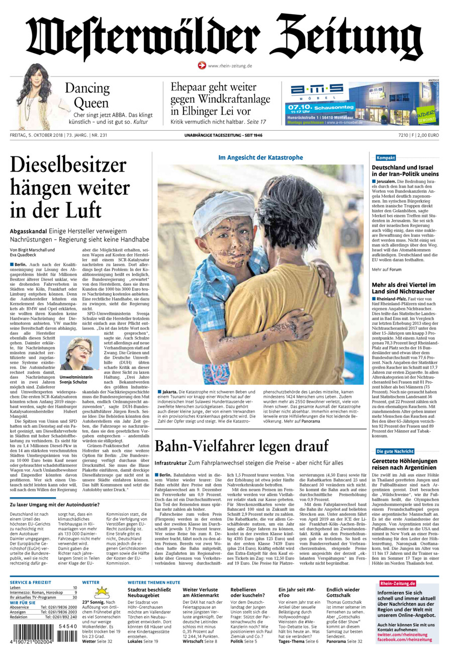 Westerwälder Zeitung vom Freitag, 05.10.2018