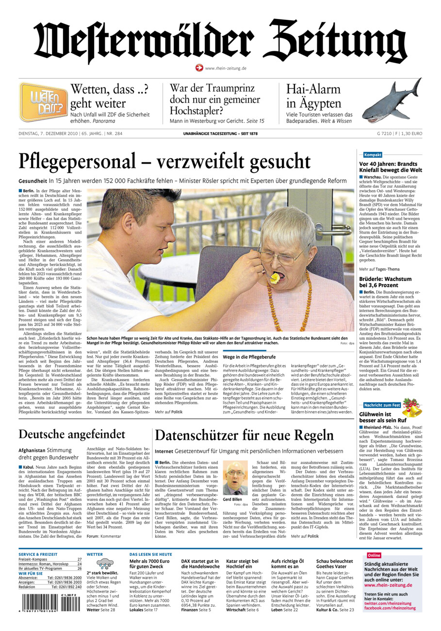 Westerwälder Zeitung vom Dienstag, 07.12.2010