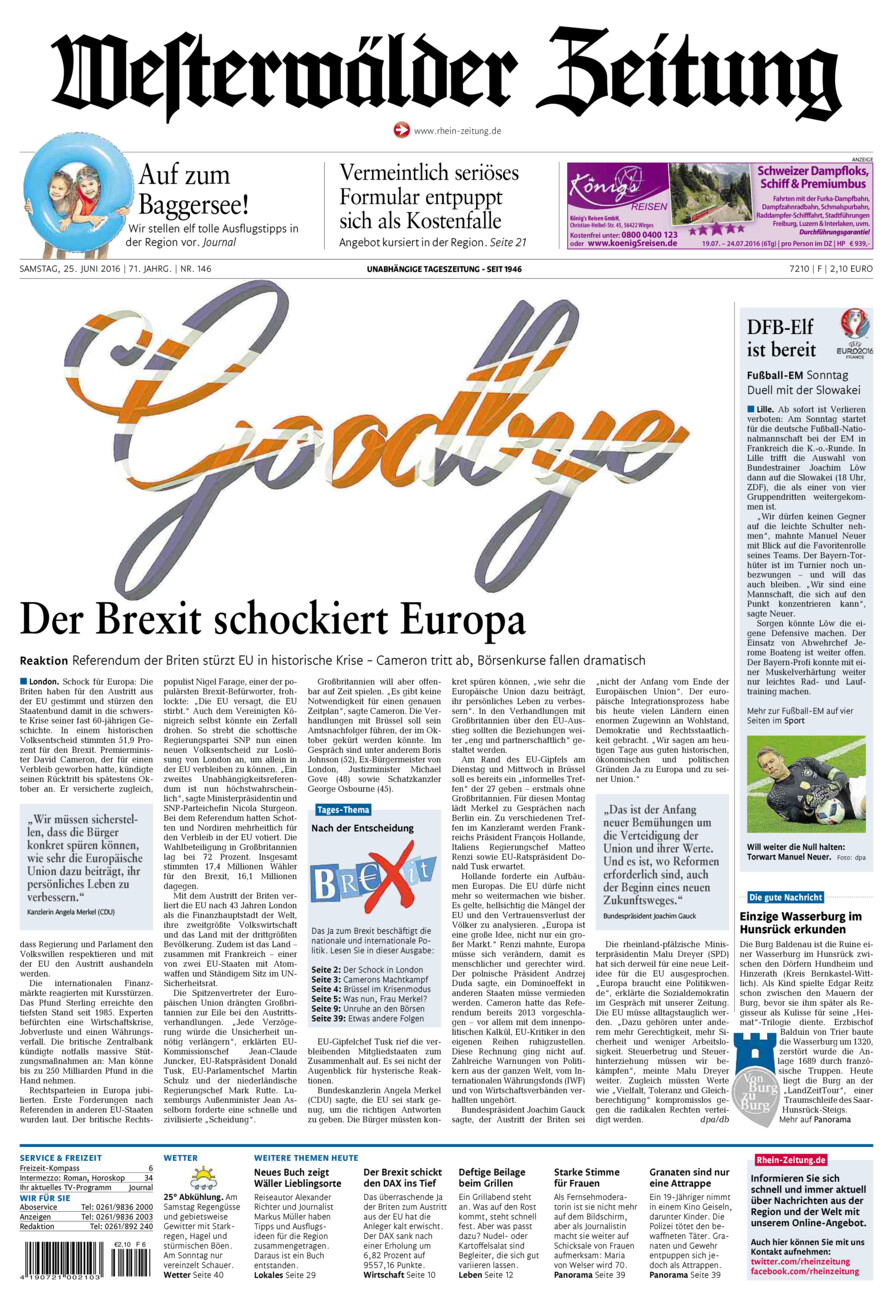 Westerwälder Zeitung vom Samstag, 25.06.2016