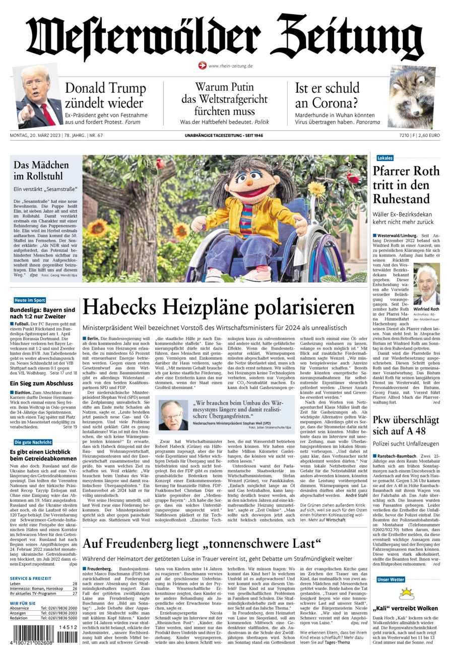 Westerwälder Zeitung vom Montag, 20.03.2023