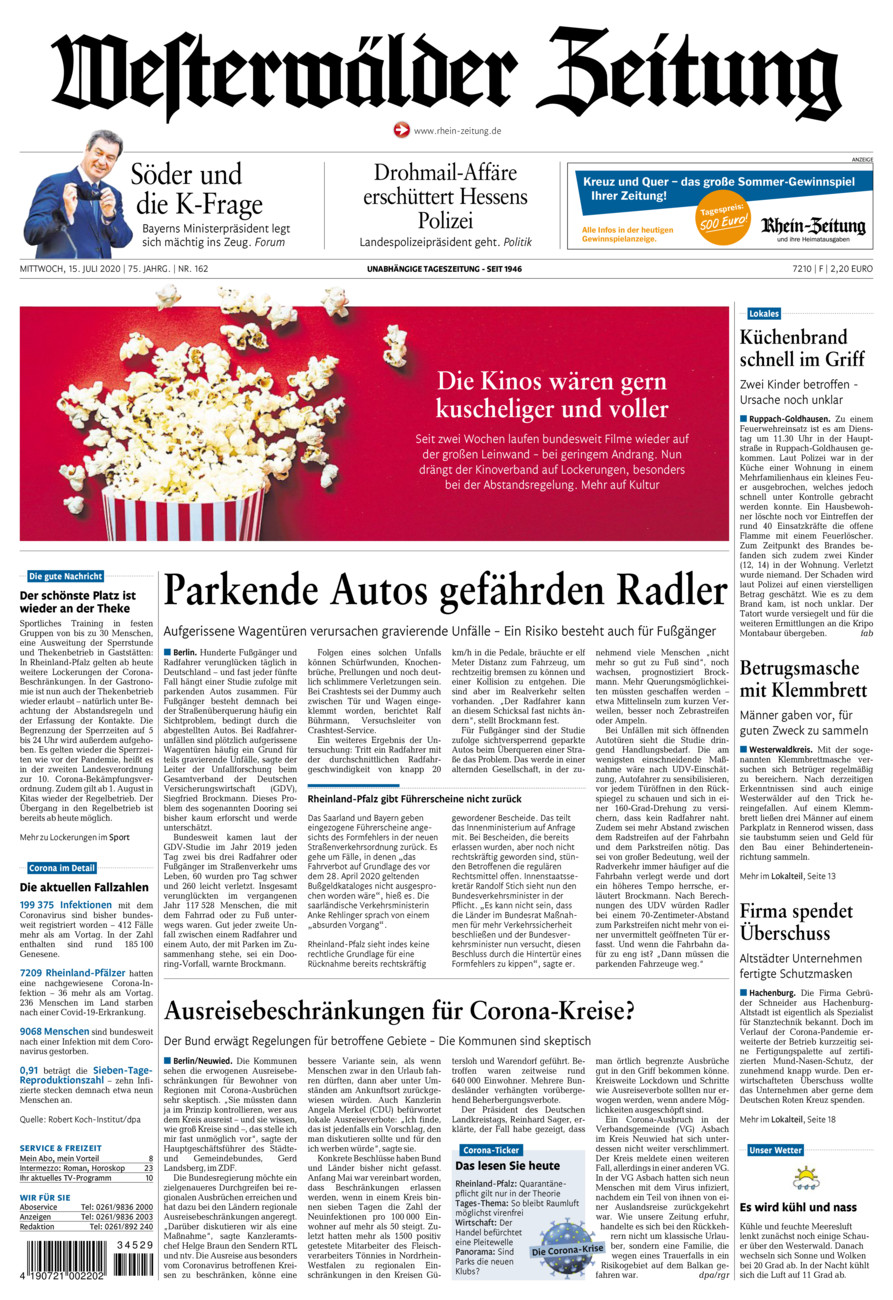 Westerwälder Zeitung vom Mittwoch, 15.07.2020
