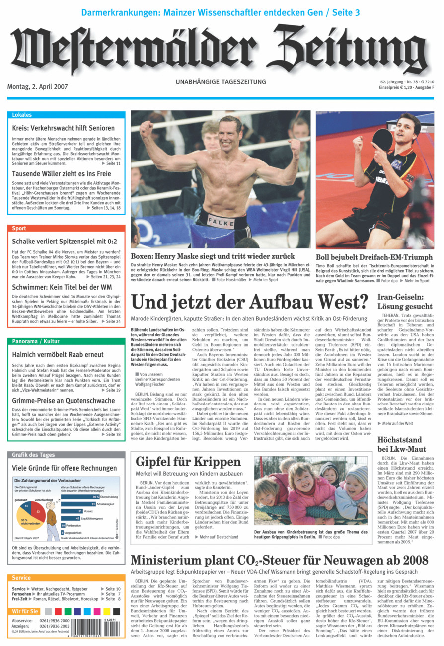 Westerwälder Zeitung vom Montag, 02.04.2007