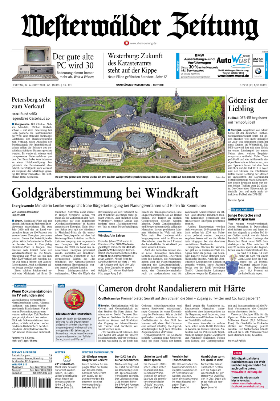 Westerwälder Zeitung vom Freitag, 12.08.2011