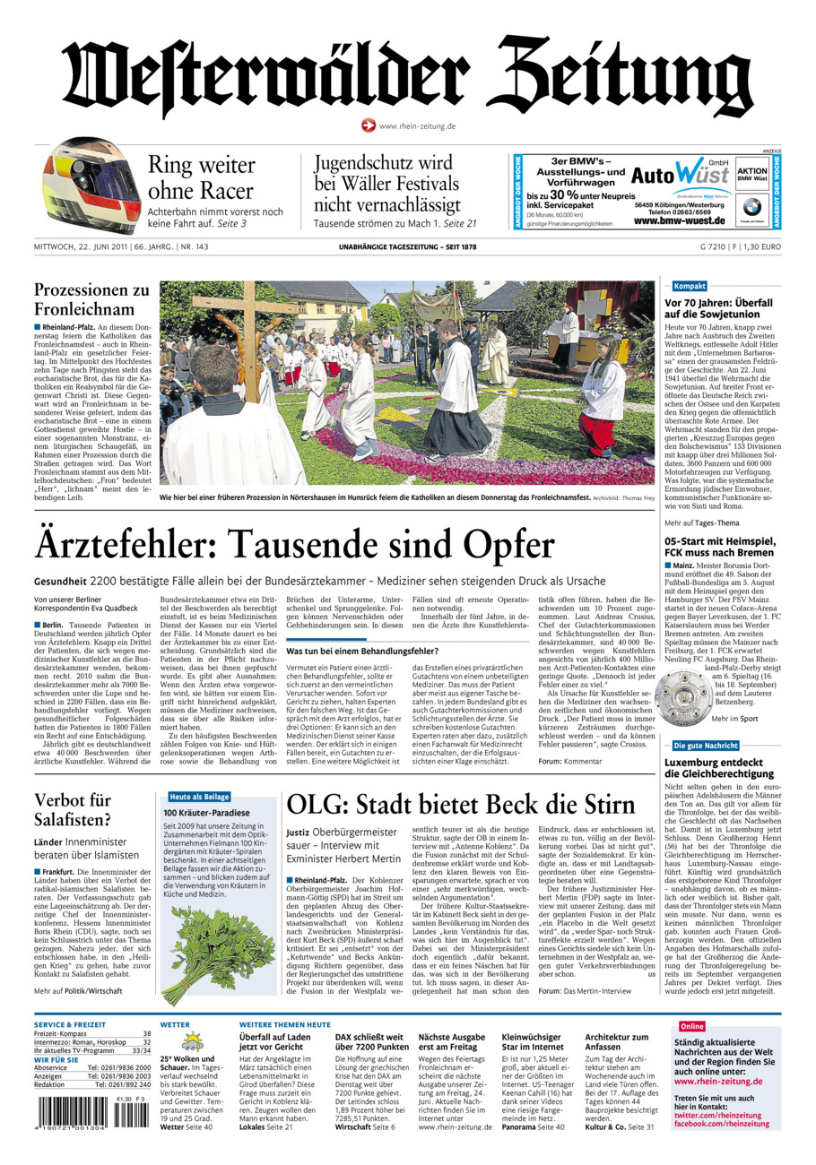 Westerwälder Zeitung vom Mittwoch, 22.06.2011