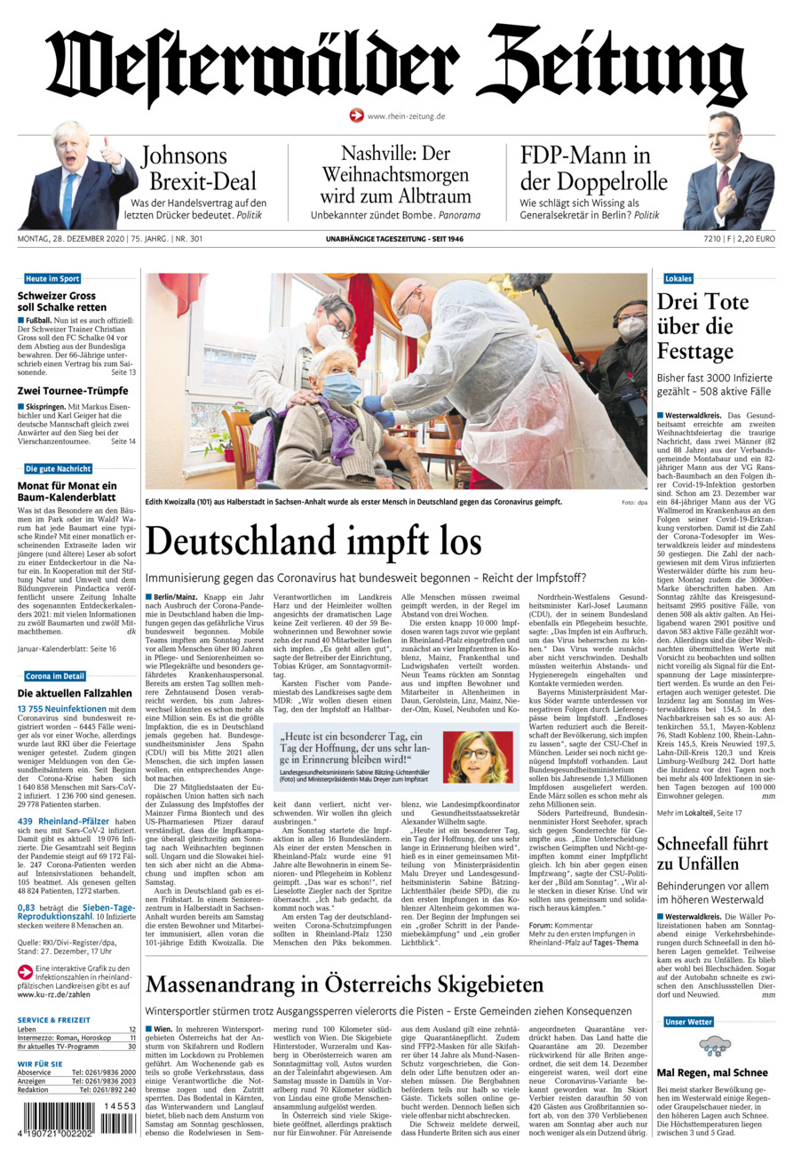 Westerwälder Zeitung vom Montag, 28.12.2020