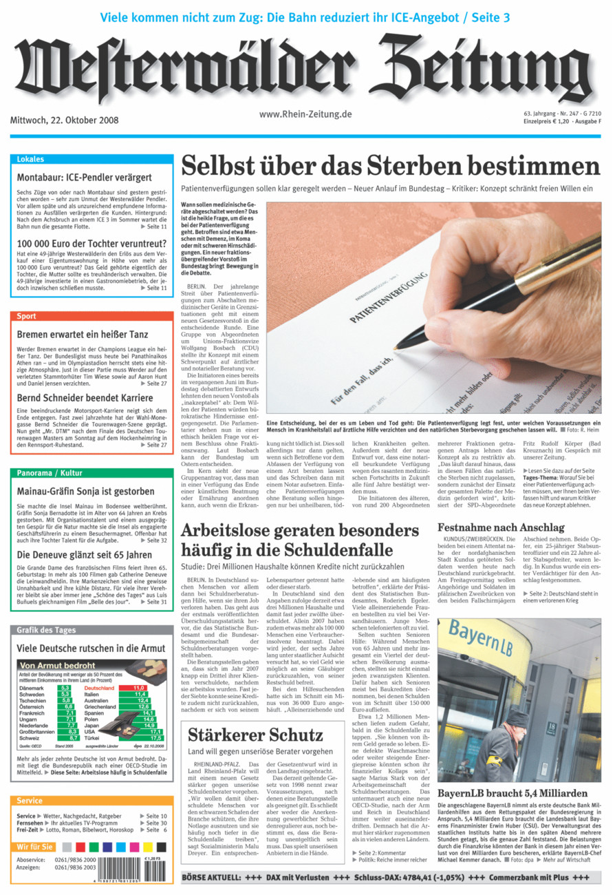 Westerwälder Zeitung vom Mittwoch, 22.10.2008