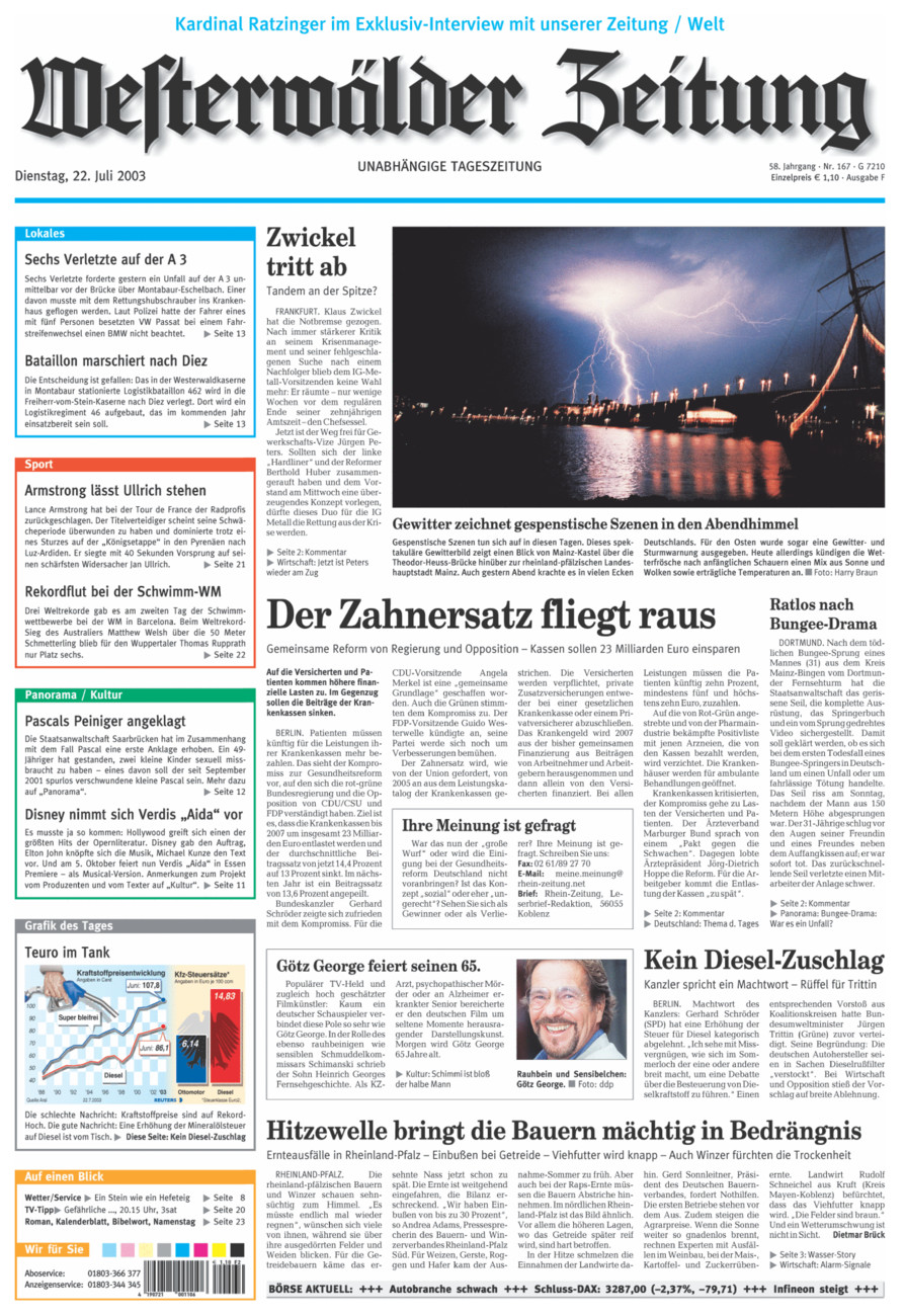 Westerwälder Zeitung vom Dienstag, 22.07.2003