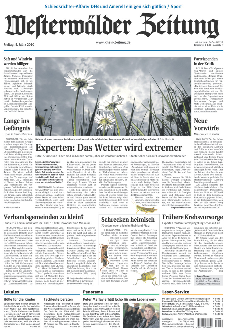 Westerwälder Zeitung vom Freitag, 05.03.2010