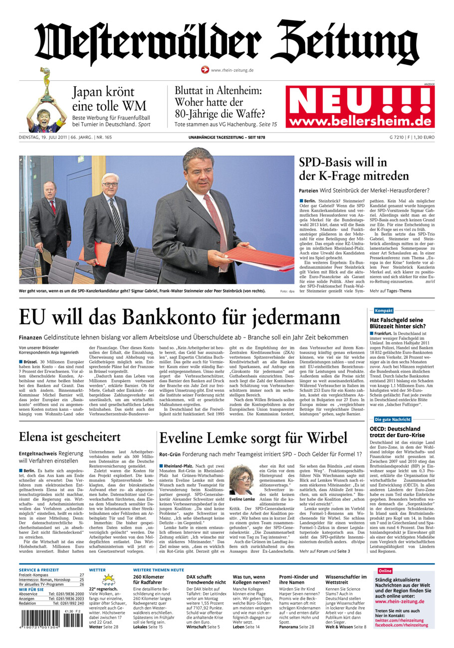 Westerwälder Zeitung vom Dienstag, 19.07.2011