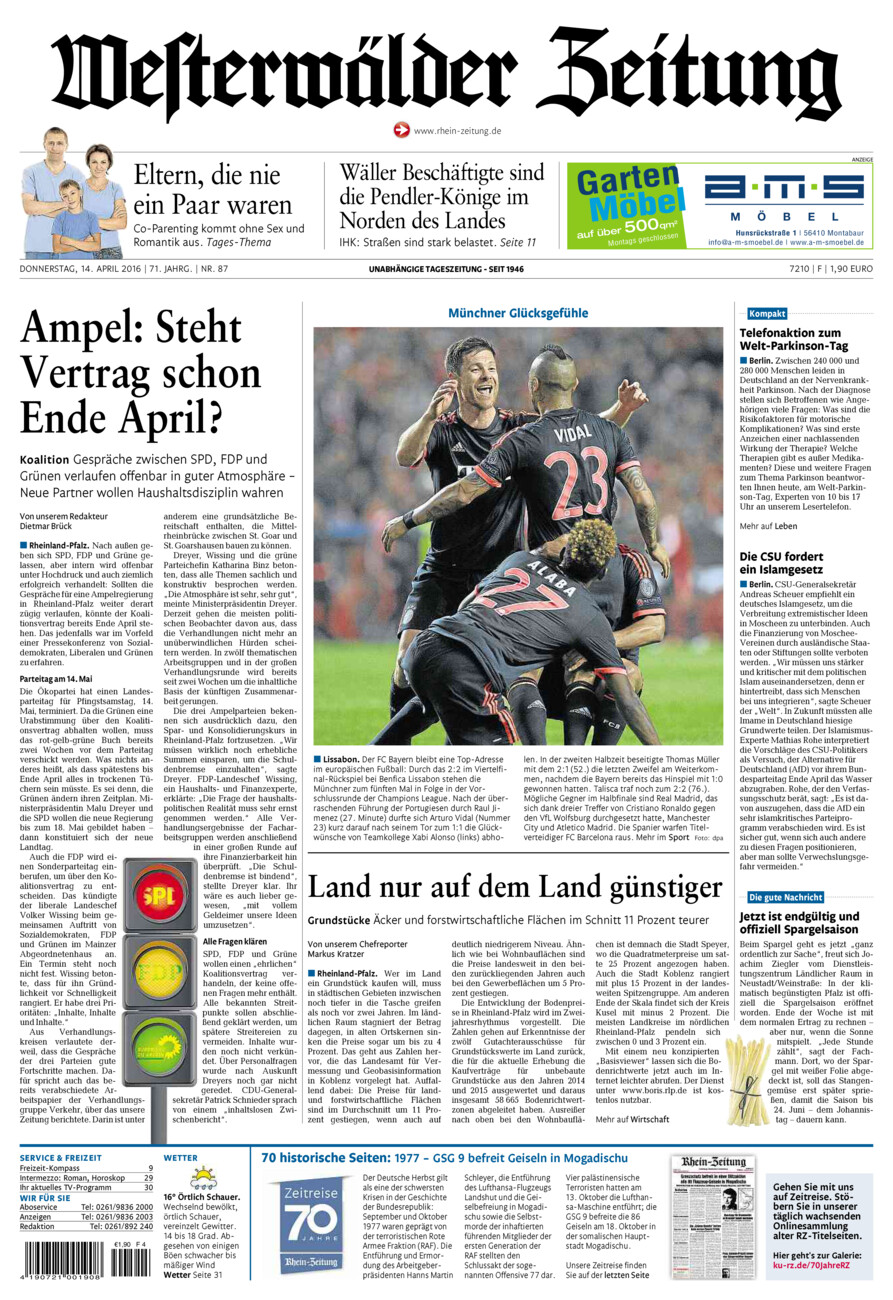 Westerwälder Zeitung vom Donnerstag, 14.04.2016